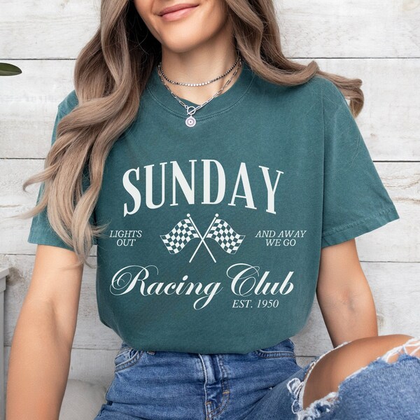 Sunday Racing Club Unisex Comfort Colors® Formula One Merch, Oversized Aesthetic F1 Tee, Cute Formula 1 T-Shirt