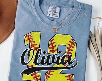 Camiseta de sóftbol personalizada con nombre, número, regalo, para fanáticos del sóftbol y mamá deportista.