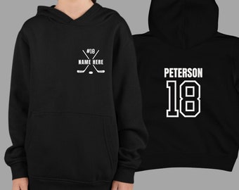 Youth Custom Hockey Hoodie with Your Name and Number, Personalized Hoodie for Hockey Player, Kids Hockey Hoodie, Hockey Gifts for Boys