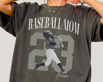 Camiseta de béisbol para mamás con foto personalizada, camiseta de béisbol con foto personalizada, camiseta deportiva para el día del partido.