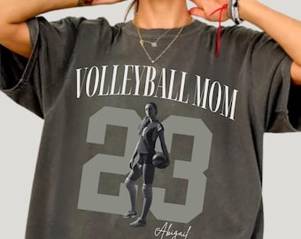 Camiseta de mamá de voleibol con foto, número y nombre personalizados, sudadera personalizada con foto de voleibol