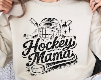 Sudadera de mamá de hockey, jersey retro de cuello redondo para mamá deportiva, jersey de hockey