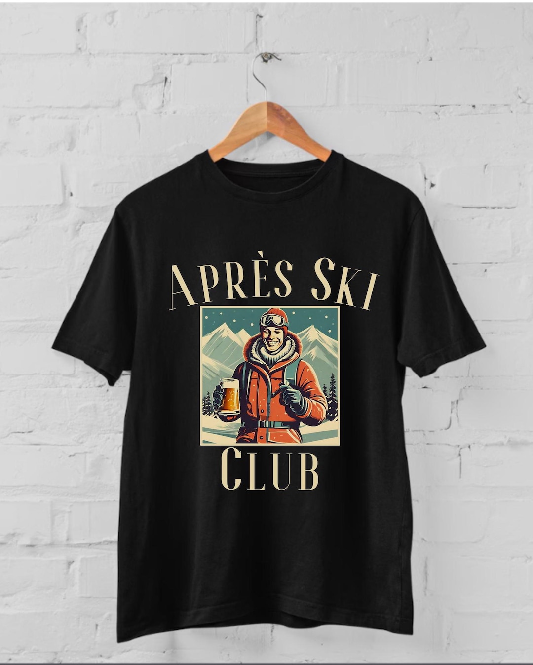 Men's Apres Ski Club Shirt, Retro Skier T-shirt, Winter Sports