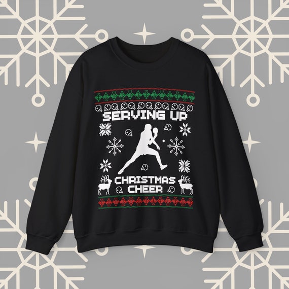 Ping Pong Ugly Christmas Sweater, Table Tennis Holiday Sweatshirt