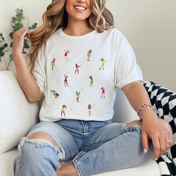 Camisa de golf para damas cuello redondo con estampado de golfista camiseta de golf linda camisa de golf regalos de golfista camisa de mama de golf camiseta de golf para mujeres