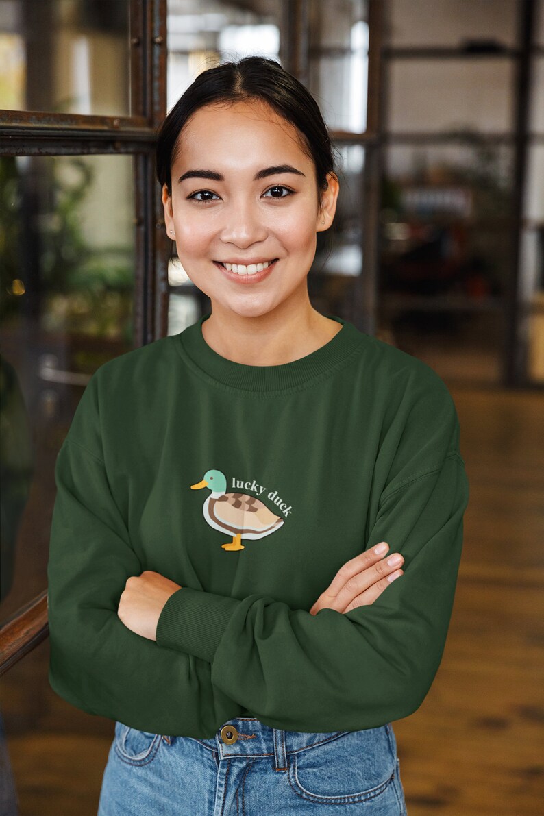 Lucky Duck Sweatshirt, Cute Duck Crewneck, Funny Sweatshirt, Cute
