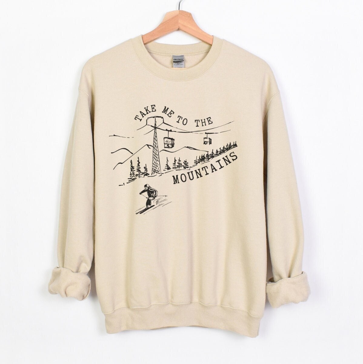 Skiing Sweatshirt, Take Me To The Mountains Ski Sweatshirt, Apres Ski Sweater, Ski Trip Crewneck, Winter Sports Sweatshirt, Ski Gifts