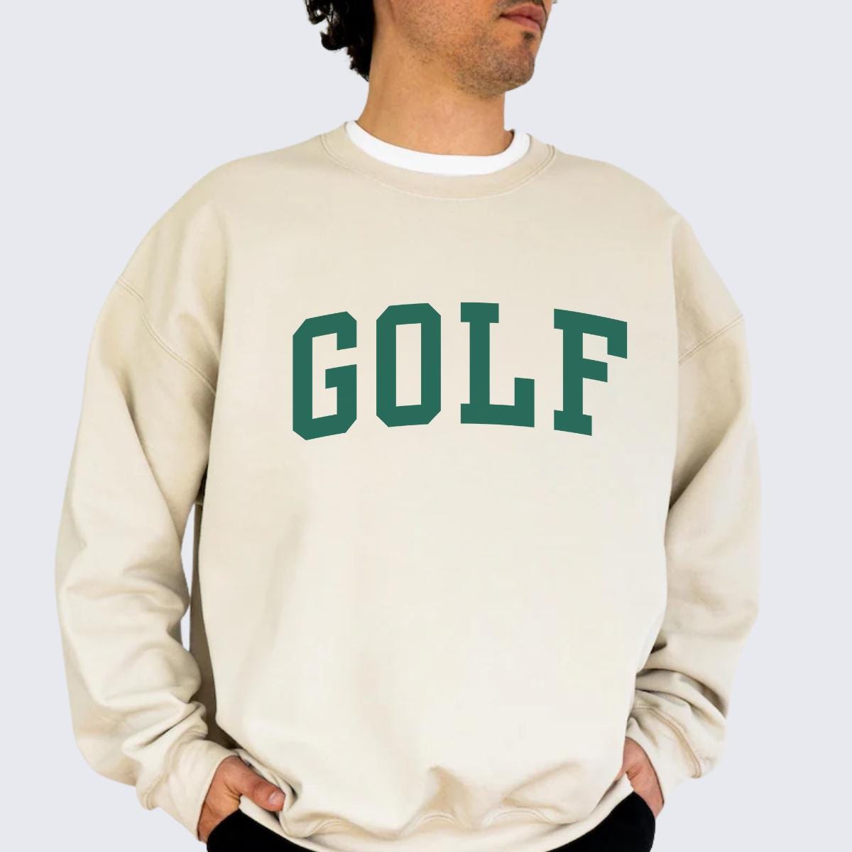 Golf Sweatshirt: Green and White Golf Sweater for Men - Etsy