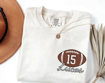 Custom Football Shirt, Comfort Colors Football Mom T-Shirt, Personalized Name and Number