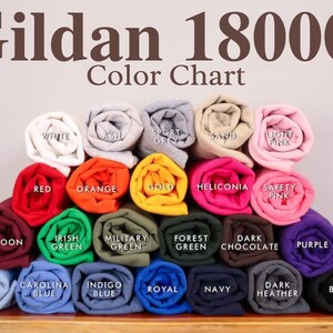 image of available Gildan 18000 sweatshirt color options