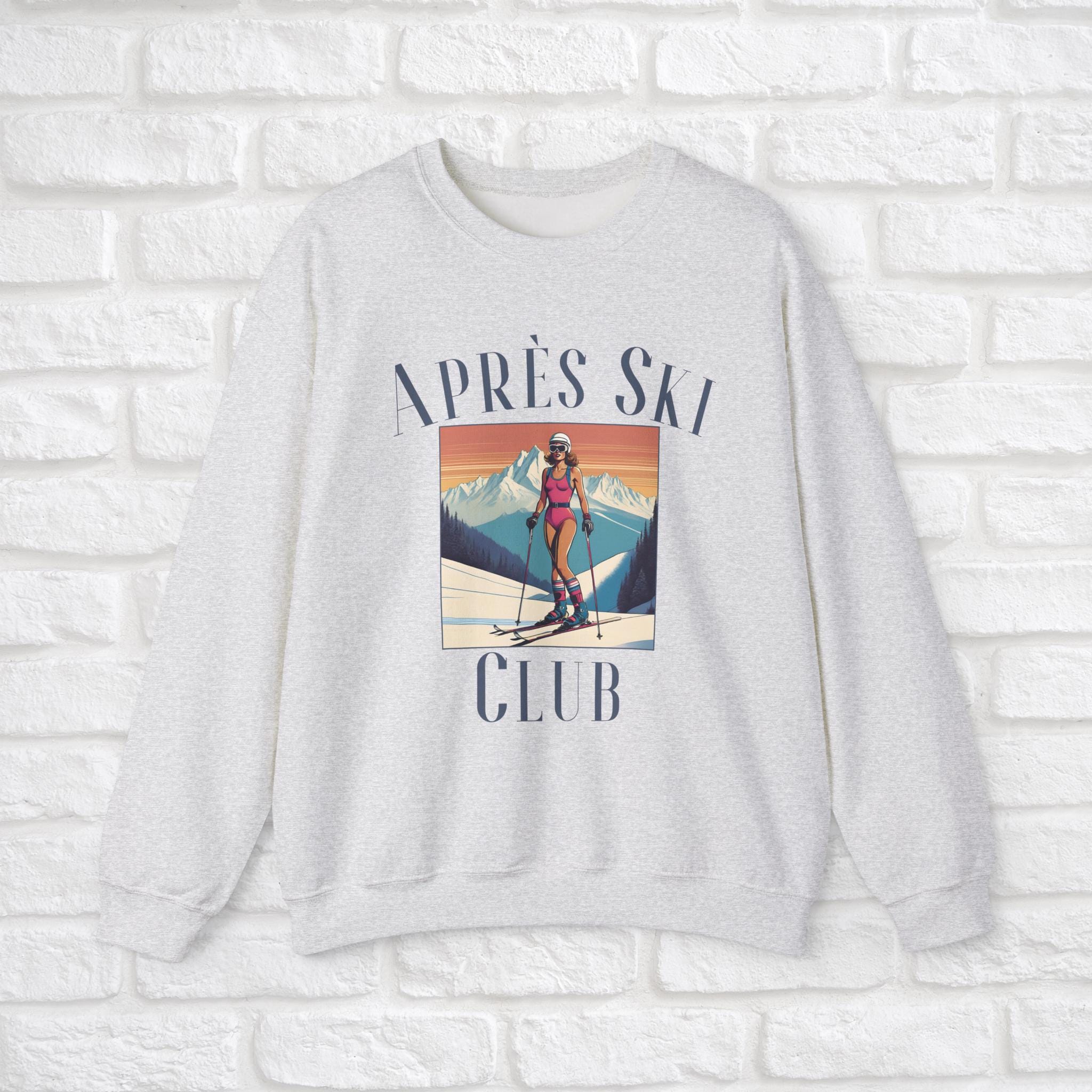Sweat-shirt Rétro Col Rond - Motif Skis & 'Pointe De Traction' - Neuf Avec étiquettes