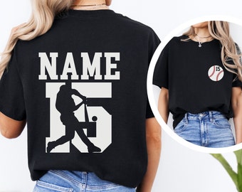 Custom Baseball Shirt with Name and Number, Personalized Baseball T-Shirt, Baseball Team Gifts, Custom Sports Tee, Baseball Mom Shirt