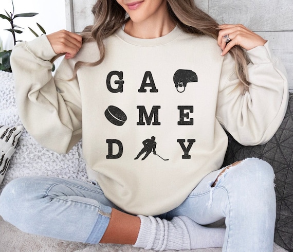 Game Day Sweatshirt, Hockey Mom Sweater, Ice Hockey Crewneck, Rinkside Outfit, Hockey Player Game Day Sweatshirt, Hockey Gifts