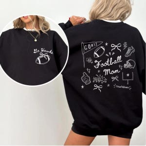 Custom Football Mom Sweatshirt with Team Name and Player Number, Personalized Doodle Game Day Sweater, Football Mama Crewneck