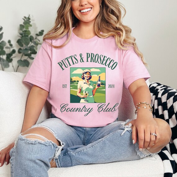 Putts y Prosecco Country Club camiseta de manga corta camisa de golf para mujer camiseta de golf para damas despedida de soltera de golf para ninas regalo para ella Etsy Espana