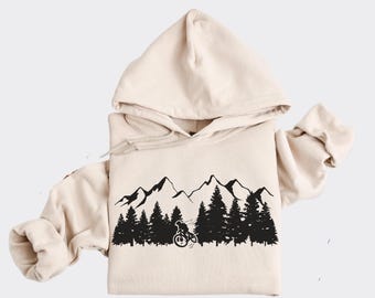 Mountain Biking Hoodie, Mountain Bike Apparel, MTB Hooded Sweatshirt, Biker Gift