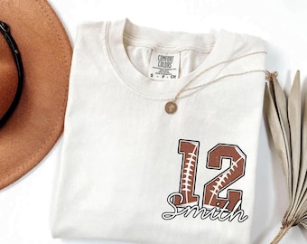 Custom Football Mom Shirt: Comfort Colors Personalized Kids Name and Number Game Day Tee