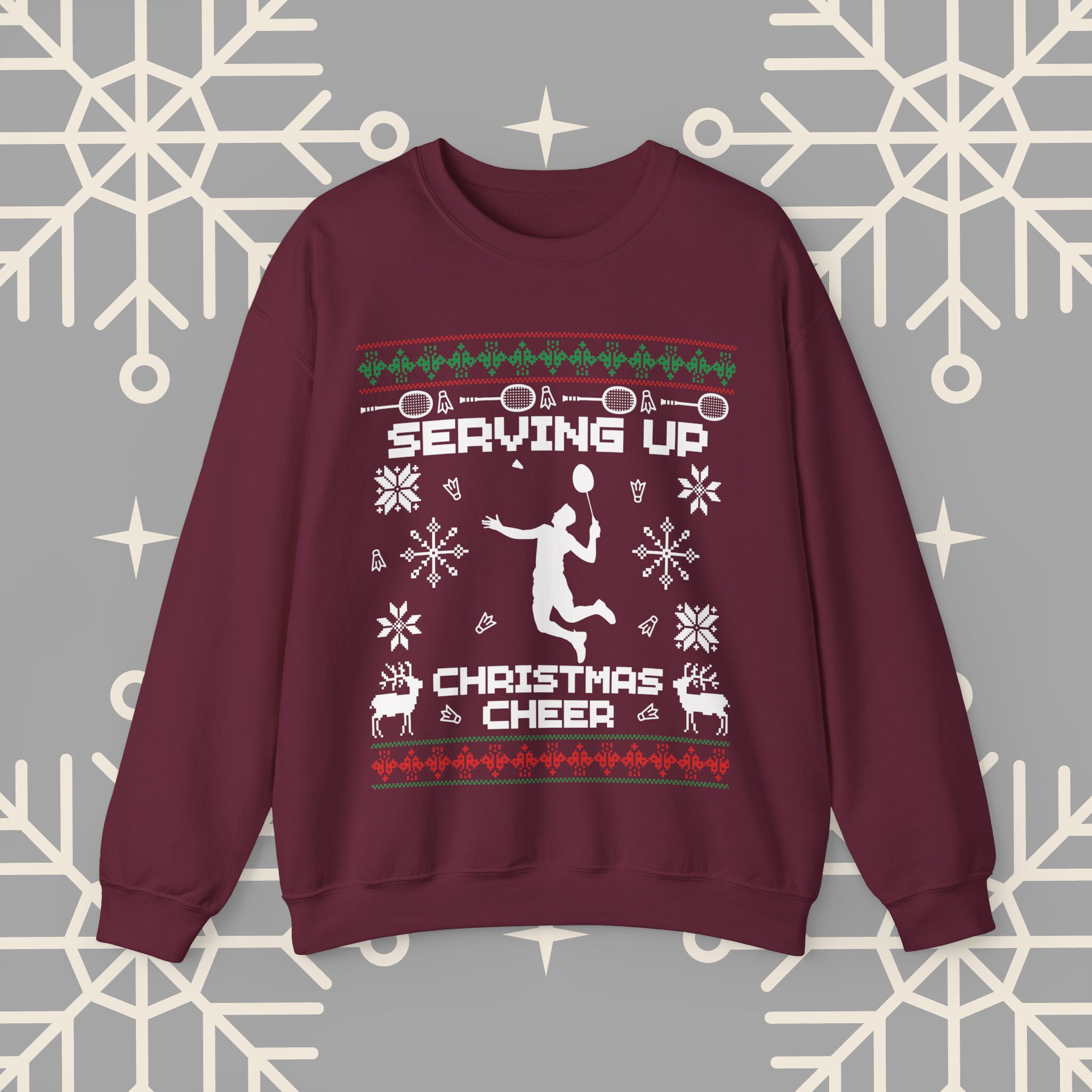 Badminton Ugly Christmas Sweater, Serving up Christmas Cheer