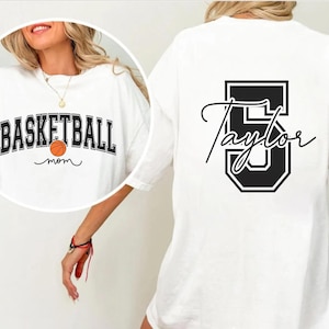 Basketball Mom with Name and Number, Personalized Basketball Shirt, Comfort Colors Basketball Mama Shirt, Game Day Tee, Basketball Gift