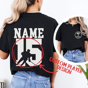 Custom Hockey Shirt with Name and Number, Personalized Hockey T-Shirt, Hockey Team Gifts, Hockey Mom Shirt, Custom Sports Tee