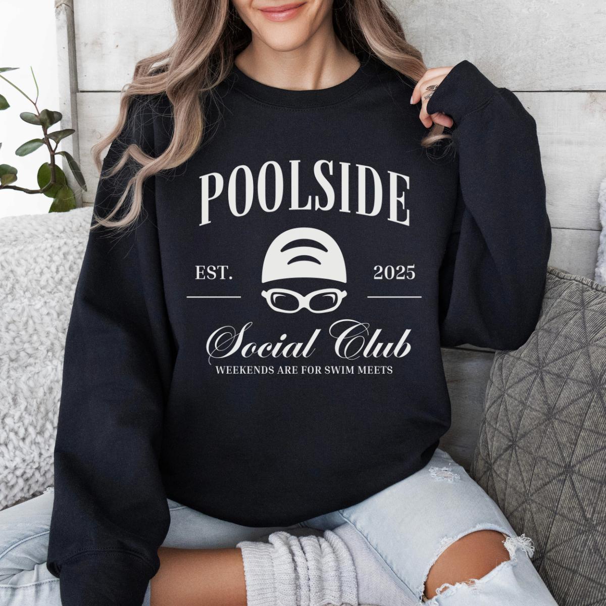 Poolside Social Club Sweater, Custom Swim Mom Sweatshirt
