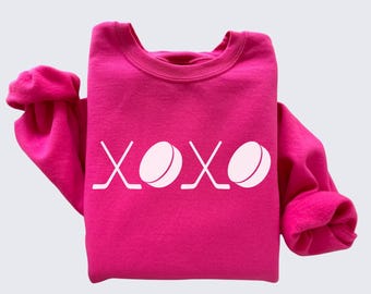 Sudadera de hockey para San Valentín, suéter con temática de hockey XOXO, regalo de hockey sobre hielo para San Valentín, regalo para mamá de hockey