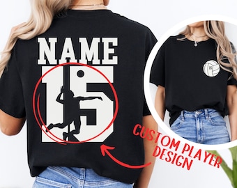 Custom Volleyball Shirt with Name and Number, Personalized Volleyball Player T-Shirt, Volleyball Mom Gift, Custom Sports Tee