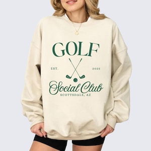 Custom Golf Social Club Crewneck Sweatshirt, Personalized Golf Shirt, Golfing Apparel, Bachelorette Golf Trip Sweater, Gift for Golfer