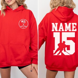 Personalisiertes Hockey Hoodie mit Name und Nummer, personalisierte Hockey Mom Hoodies, Sportbekleidung Red