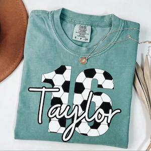 Custom Soccer Number Shirt, Personalized Soccer T-Shirt, Comfort Colors Soccer Mom Shirt, Soccer Player Gift, Sports Mom Tee, Game Day
