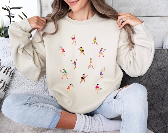 Sweat tennis femme pull a col rond joueur de tennis haut de tennis pour femme cadeaux tennis pull sport graphique cadeau pour elle Etsy France