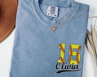 Camiseta de softbol con nombre y número personalizados, camiseta personalizada para mamá de softbol, camiseta para el día del juego