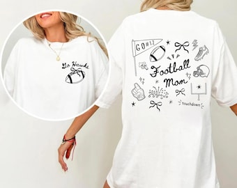 Aangepast voetbalshirt moeder comfortkleuren: doodle, gepersonaliseerde teamnaam en jerseynummer