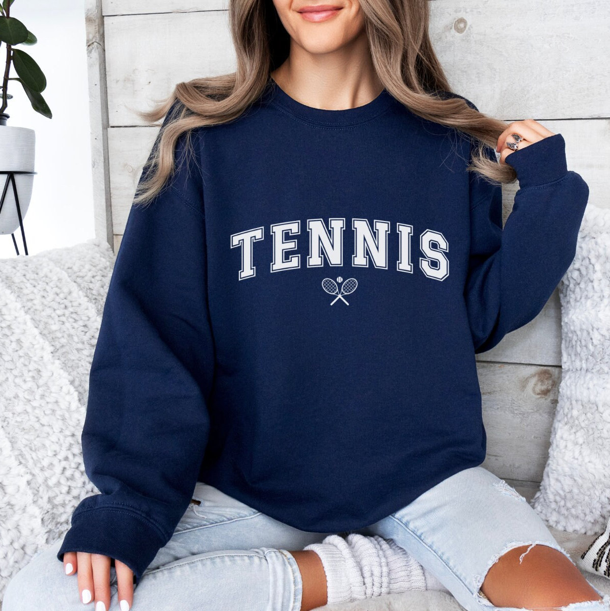 Tennis Crewneck Sweater, Unisex Tennis Shirt, Tennis