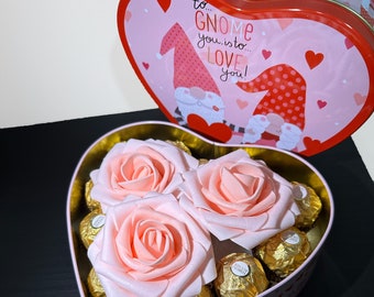 Flowers and Chocolate Gift - Valentine Gift - Gift for Her - Chocolate and Wine - Chocolate and Roses Gift