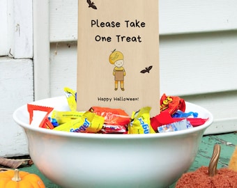 Editable Please Take One Sign,Take One Treat, For Office, For Schools, For Halloween, Canva Template, Easy Download