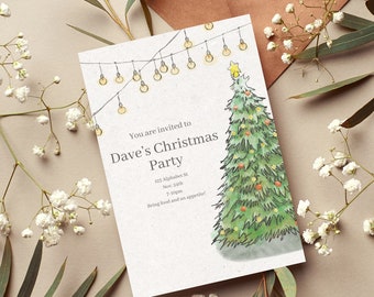 Bearbeitbare Weihnachtsfeier Einladung Sofortiger Download, Secret Santa, White Elephant Evite, Familie Freunde Dinner Gathering, Canva Template