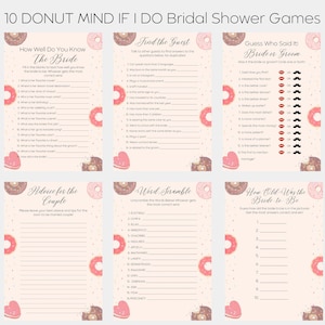 10 Donut Mind If I Do Bridal Shower Games Digital Download