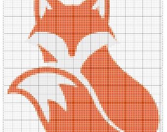 Fuchs Kreuzstich Stickmuster PDF Sofortiger digitaler Download Nähen Stickerei Kreuzstich Fuchs Natur Tier Wald Wald einfach