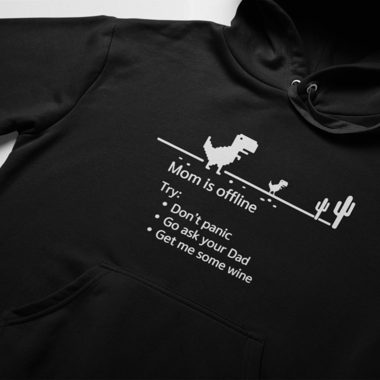 You Are Offline T-Rex [Dino Run] Pixel Art Dinosaur Game Pullover Hoodie