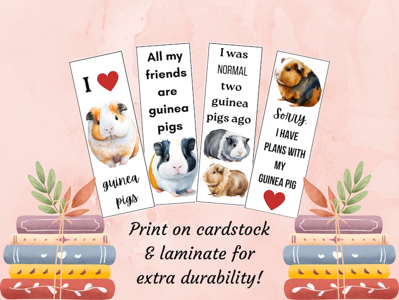 Guinea Pig Printable Bookmark Guinea Pig Valentine Gift Idea for ...