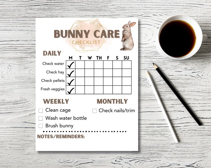 Bunny Rabbit Chore Chart Two Version Blank/prefilled Daily & Weekly ...