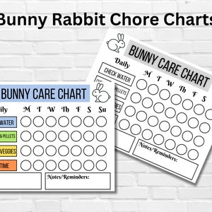 Rabbit Chore Chart Printable | Teach Kids to Care for Bunny | Great for ...