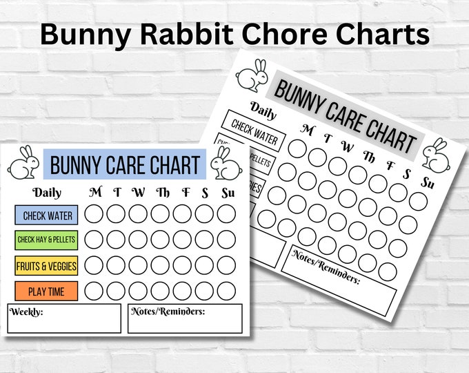Rabbit Chore Chart Printable | Teach Kids to Care for Bunny | Great for ...