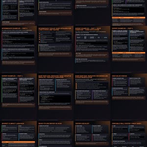 Könnte beinhalten: Eine dunkel gestaltete, lehrreiche Infografik mit dem Titel A04 Insecure Design, die ein Raster mit technischen Inhalten zur Cybersicherheit zeigt. Sie enthält Abschnitte zu Methodik, Beispielen, Toolkits, Checklisten und Berichtsblöcken mit orangefarbenen Akzenten.