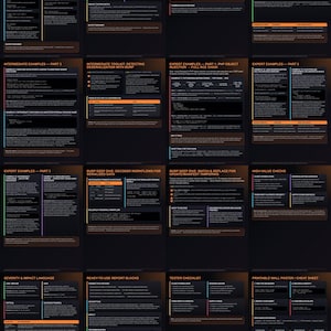 May include: A dark-themed technical cheat sheet titled A08 Data Integrity, featuring multiple sections on security testing, including Novice, Intermediate, and Expert examples, Burp Suite toolkits, methodology, checklists, and reference guides.