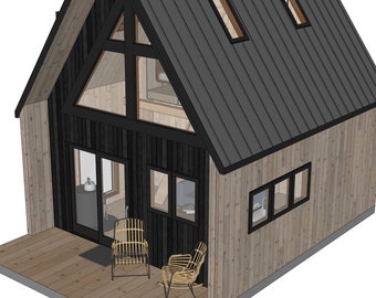 330 SF Tiny House Cabin 16 x 16  - instant download architectural plans