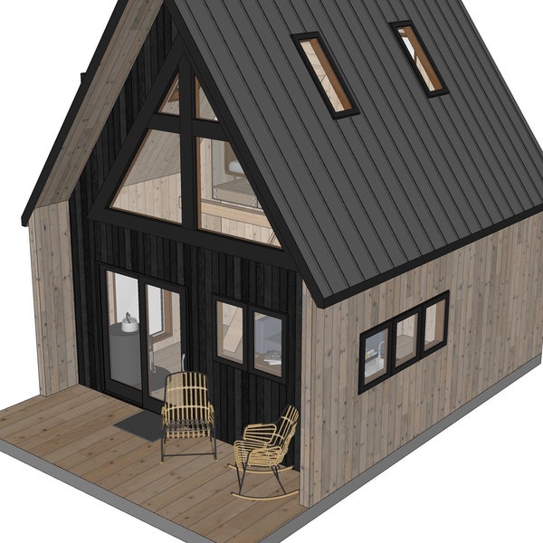 330 SF Tiny House Cabin 16 x 16  - instant download architectural plans