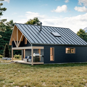 Casa pequeña asequible, ADU, cabaña, suite con jardín, casa Laneway: descarga inmediata de planos arquitectónicos de casas