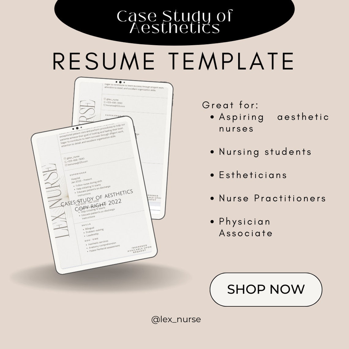 Aesthetic Nurse Inject Resume Template. Minimalist Template - Etsy